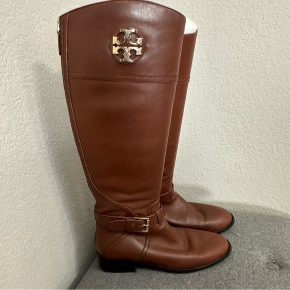 Tory Burch Adeline Riding Boots Color Almond Women's Size 6 - Picture 5 of 16